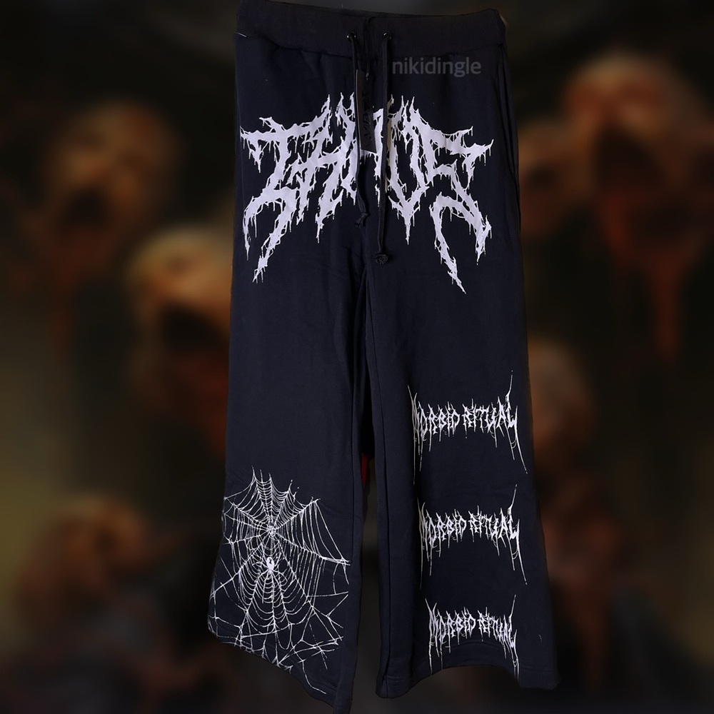 NWT New Widow Sweatpants Joggers Death Metal Logo Graphic XS Goth